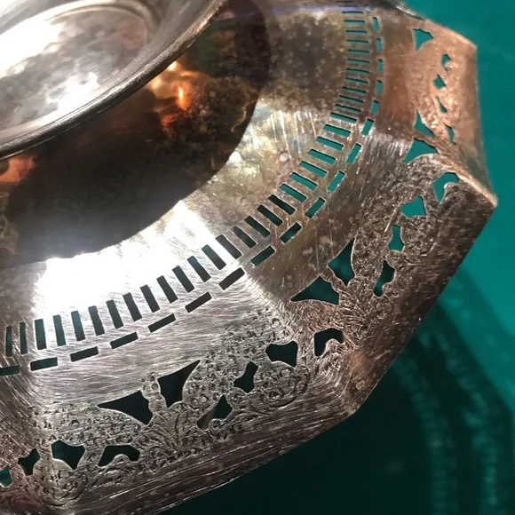 Apollo Sheffield Nickel Silver footed serving Tray with stationery handle #3204 - Picture 4 of 10